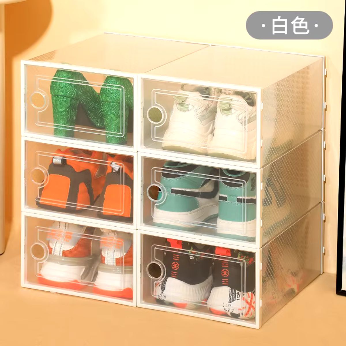 GENERICO - Pack x 6 Cajas Organizadoras De Zapatos Con Ventilación - Blanco