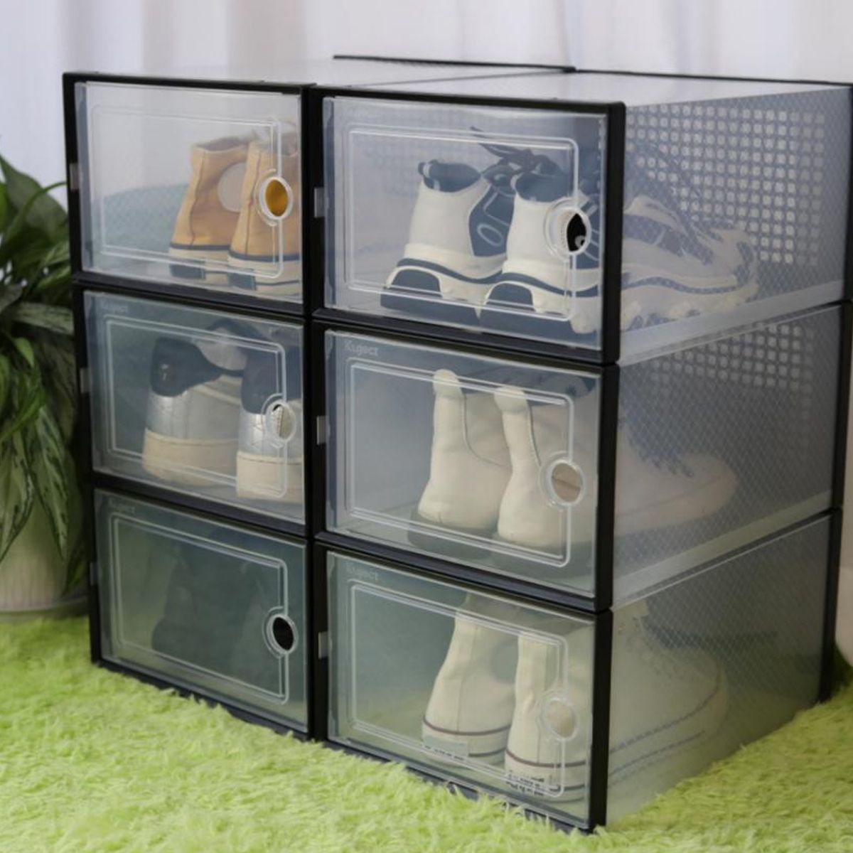 GENERICO - Pack x 6 Cajas Organizadoras De Zapatos Con Ventilación - Negro