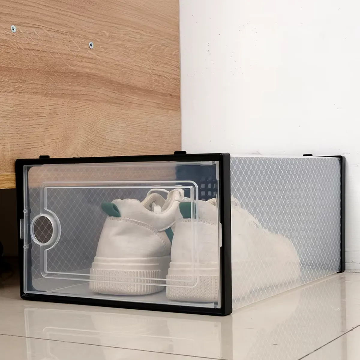 GENERICO - Pack x 6 Cajas Organizadoras De Zapatos Con Ventilación - Negro