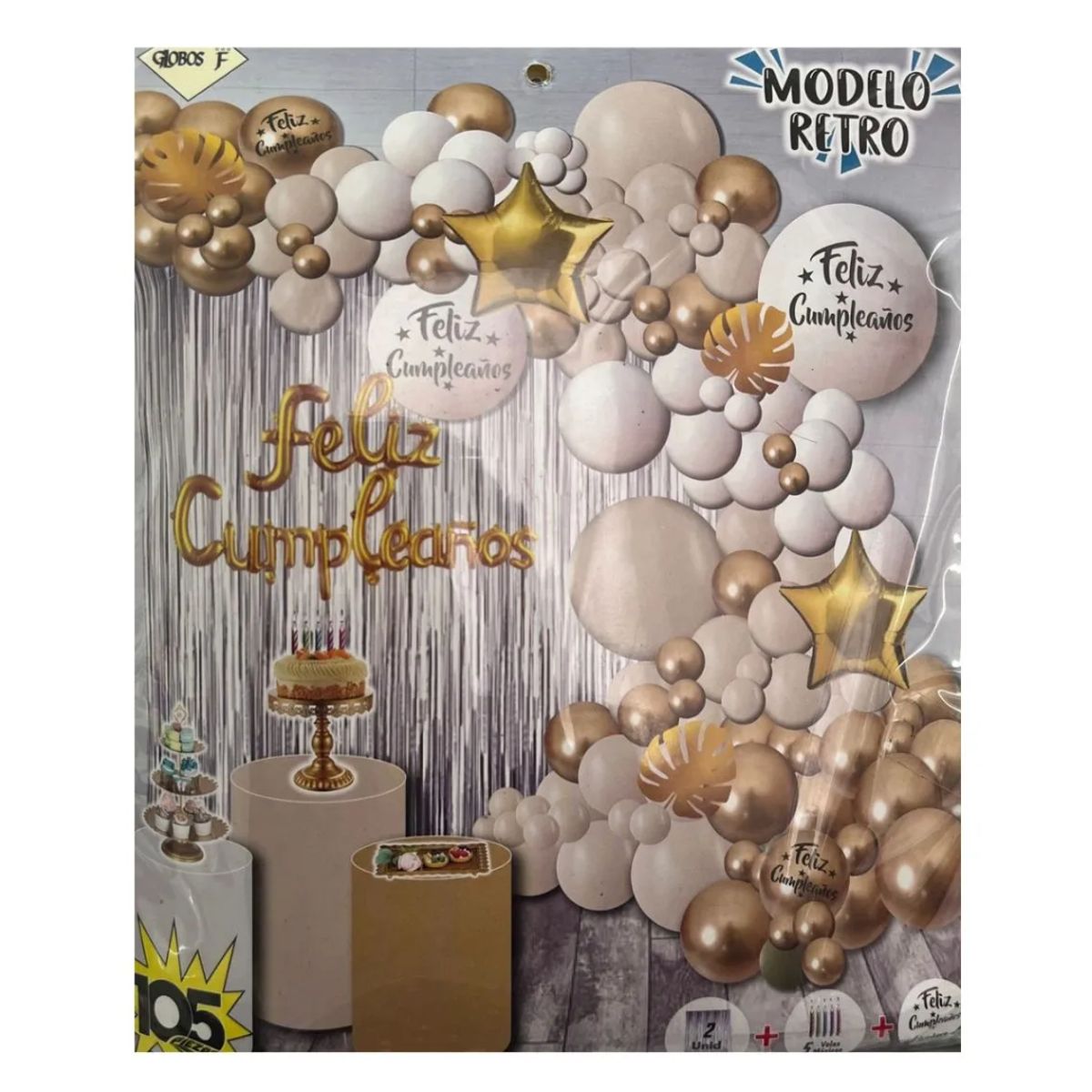 GENERICO - Globos Bouquet Feliz Cumpleaños 105 Piezas