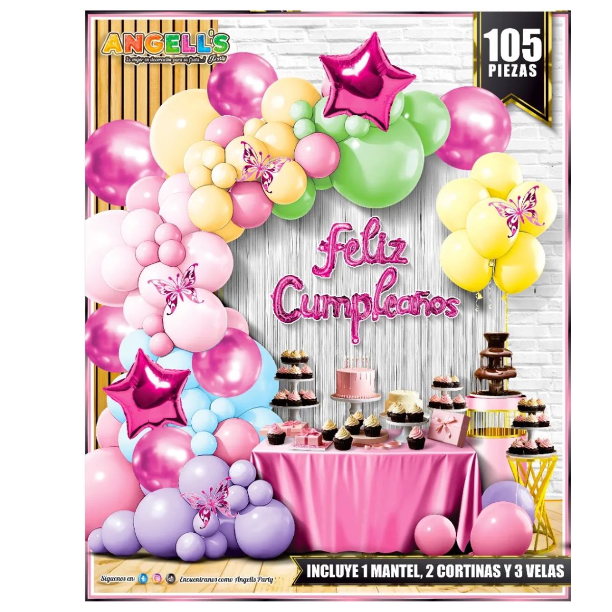 GENERICO - Globos Bouquet Feliz Cumpleaños 105 Piezas
