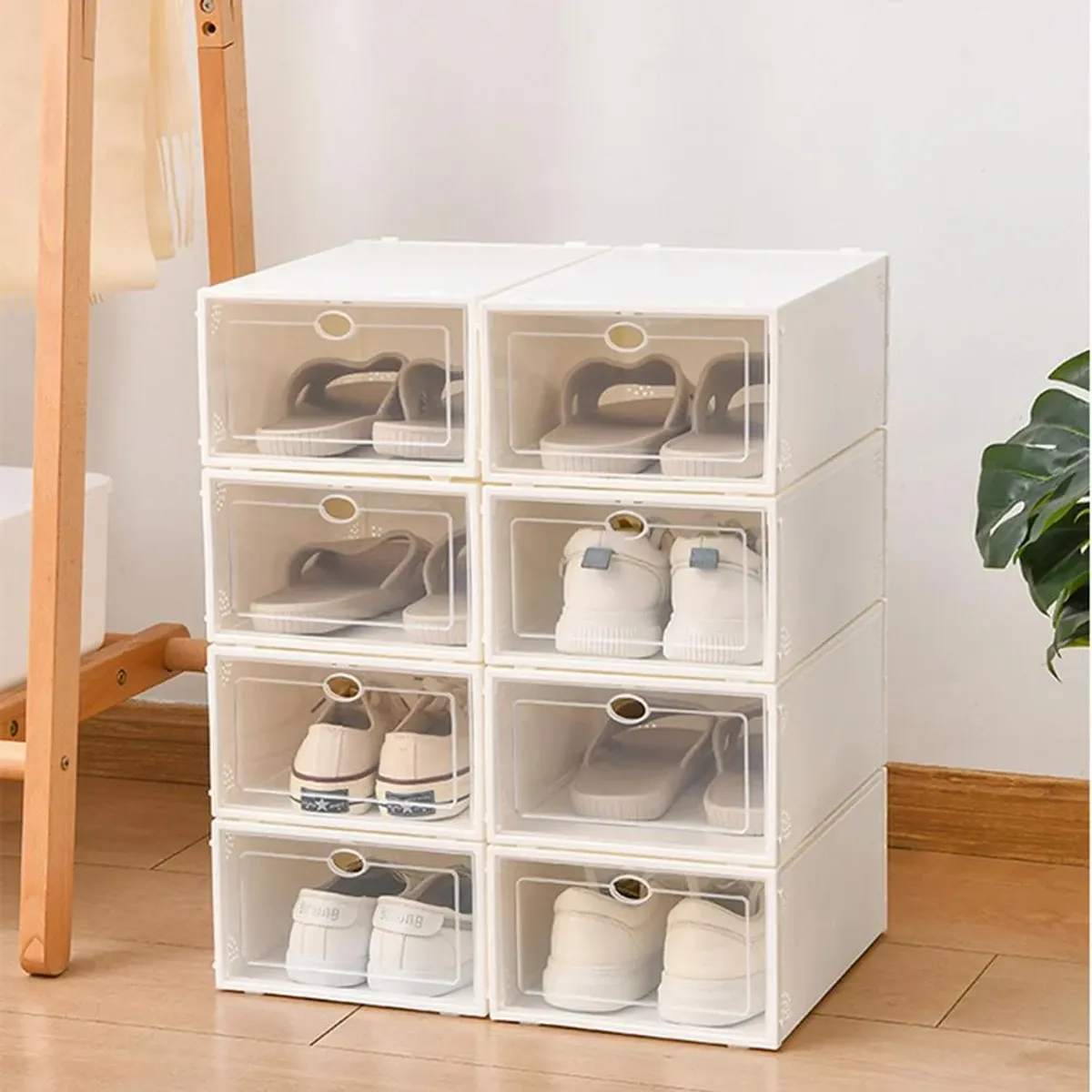 GENERICO - Set x 6 Cajas Apilables Organizadoras de Zapatos - Blanco