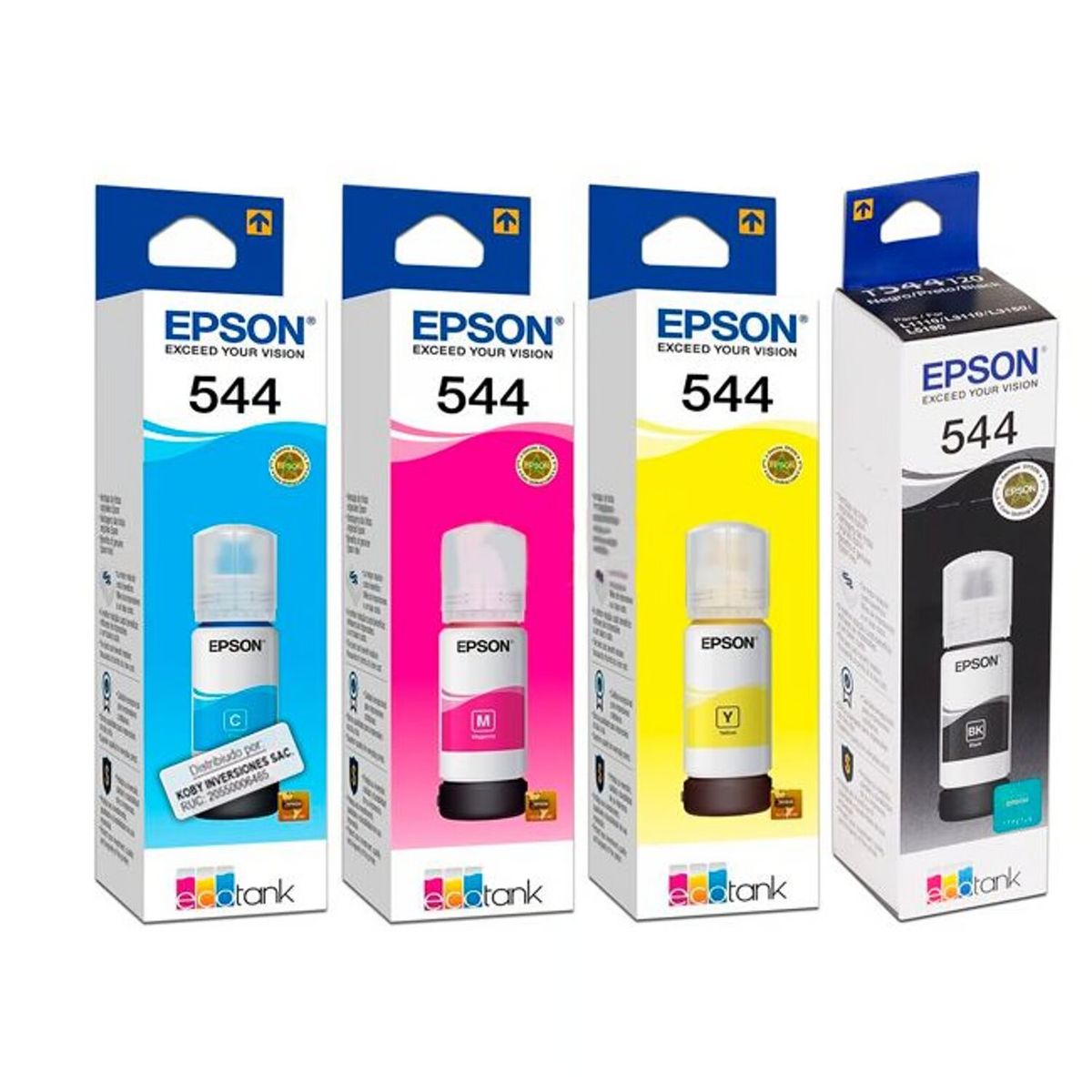EPSON - Combo Tinta Epson T544 color 4 colores, l1110, l3110, l3150, l5190