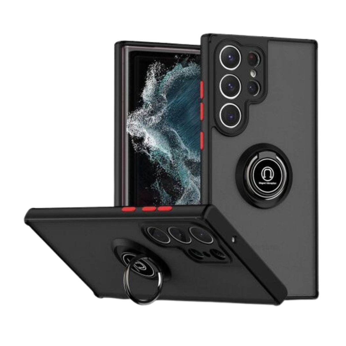 GENERICO - Funda Case SAMSUNG GALAXY S24 ULTRA NEGRO Ahumado Con Anillo Antishock