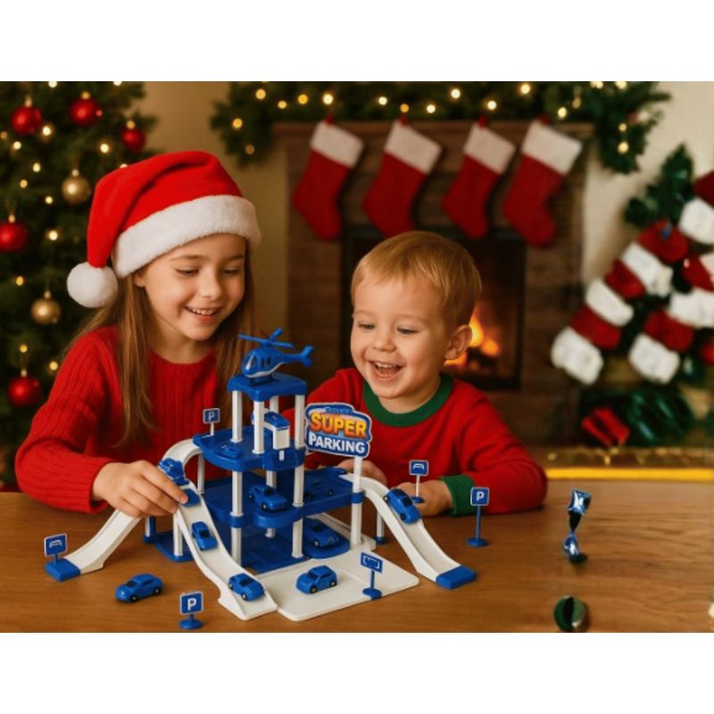 GENERICO - SET DE PISTA CON DOS CARROS Y UN HELICOPTERO CON 75  PIEZAS