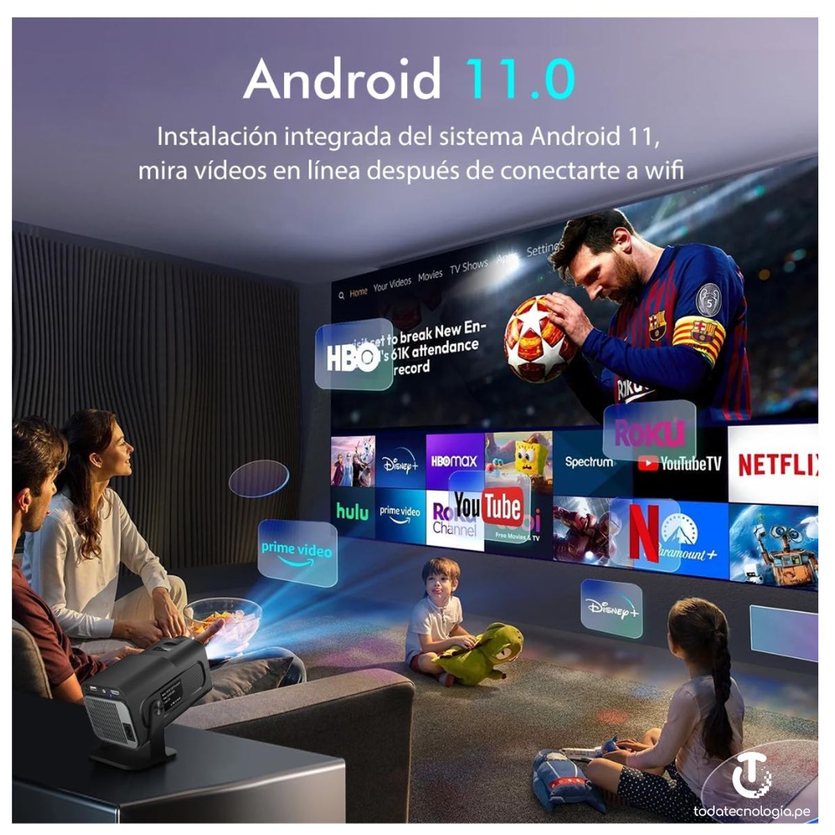 SEISA - Proyector LED Smart HY320 4K Android 11 Wifi 6 Bluetooth