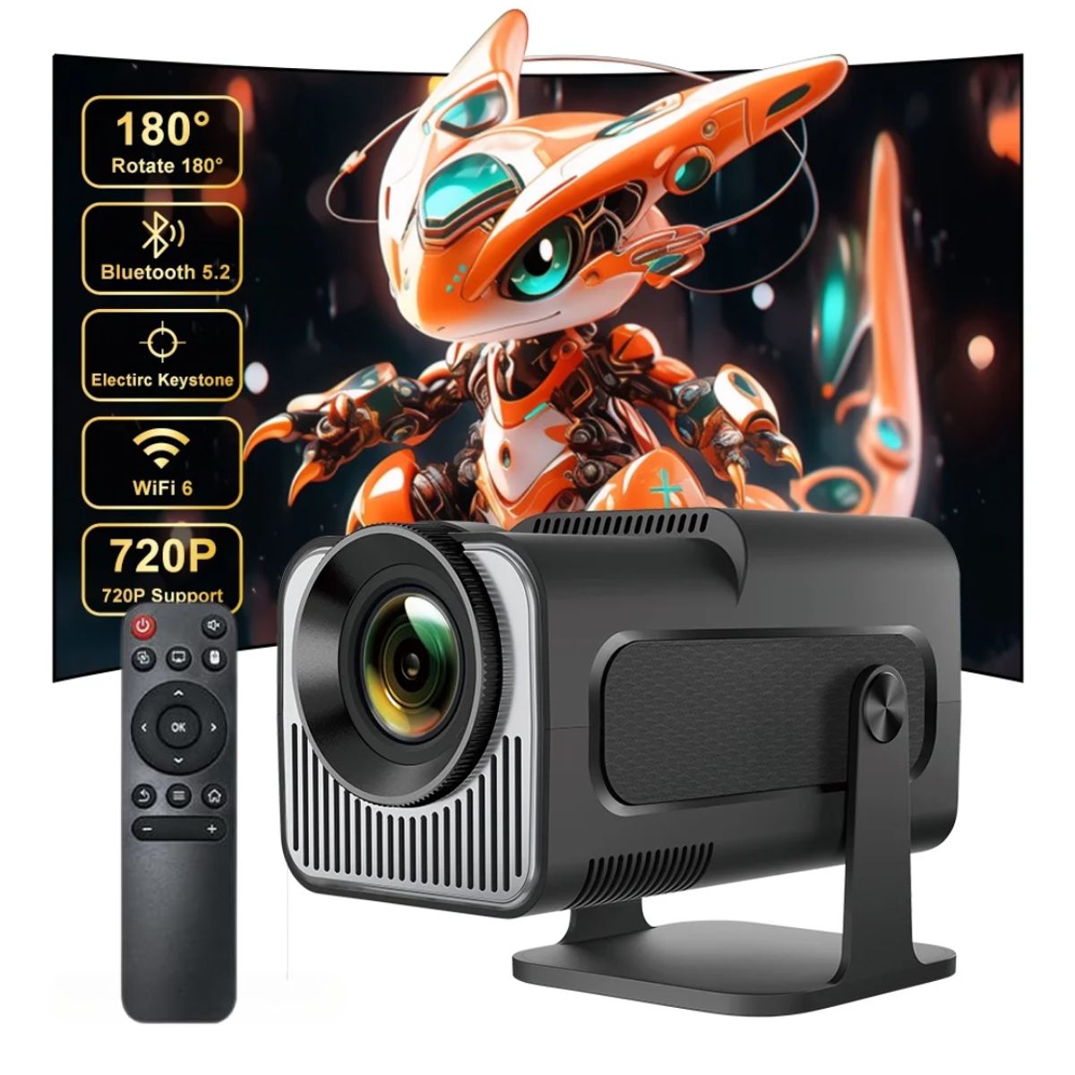 SEISA - Proyector LED Smart HY320 4K Android 11 Wifi 6 Bluetooth