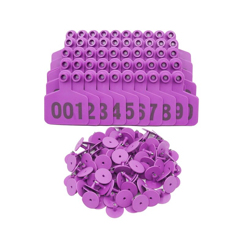 GENERICO - Pack 100 Crotales Numerados 4x5 cm Para Cerdo - Morado