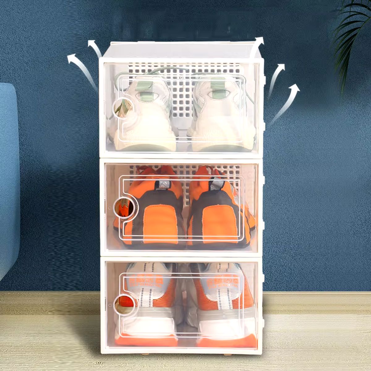 GENERICO - Pack x 10 Cajas Organizador  De Zapatos Con Marco Doble - Blanco