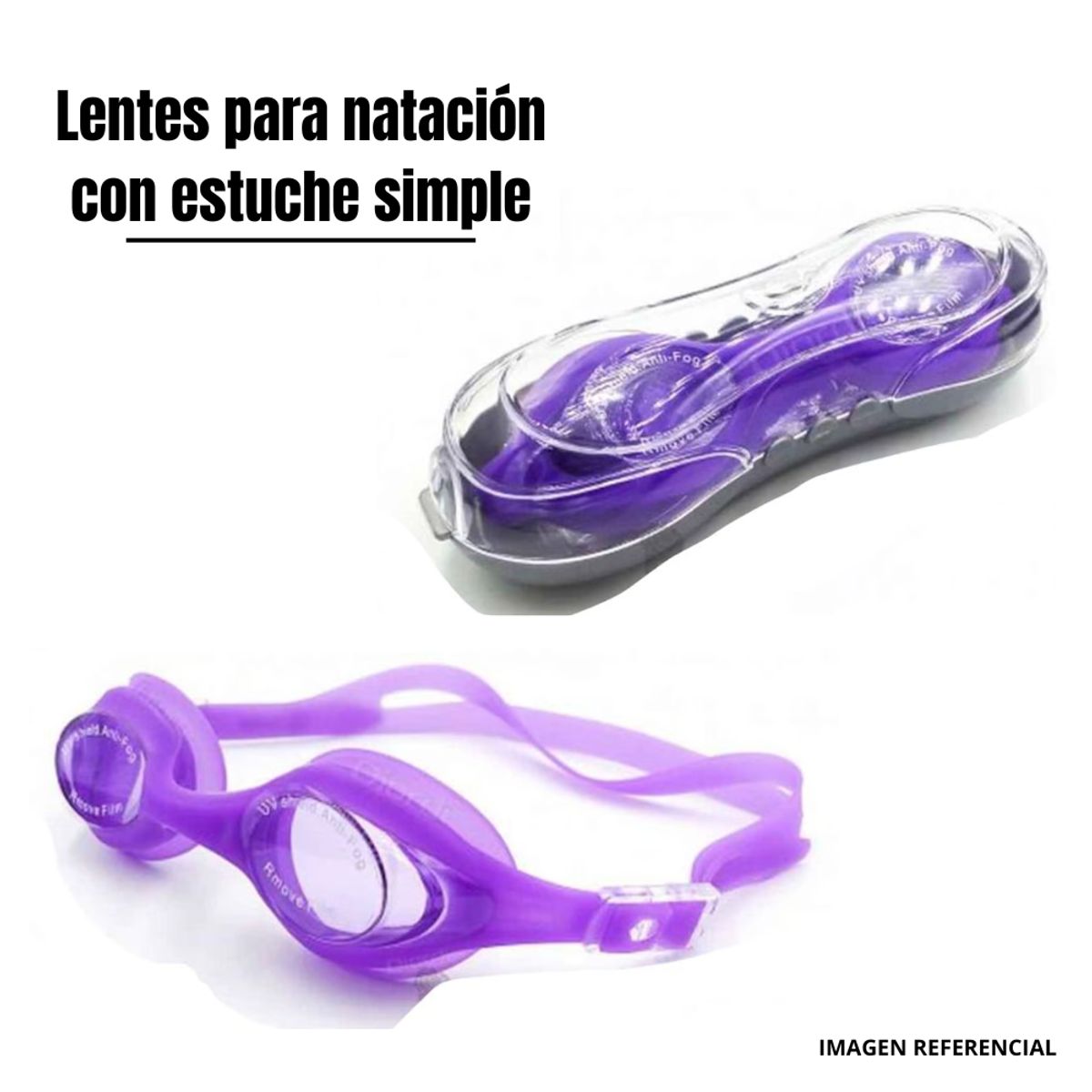 GENERICO - Lentes de Natación Con estuche Proteccion UV- Morado