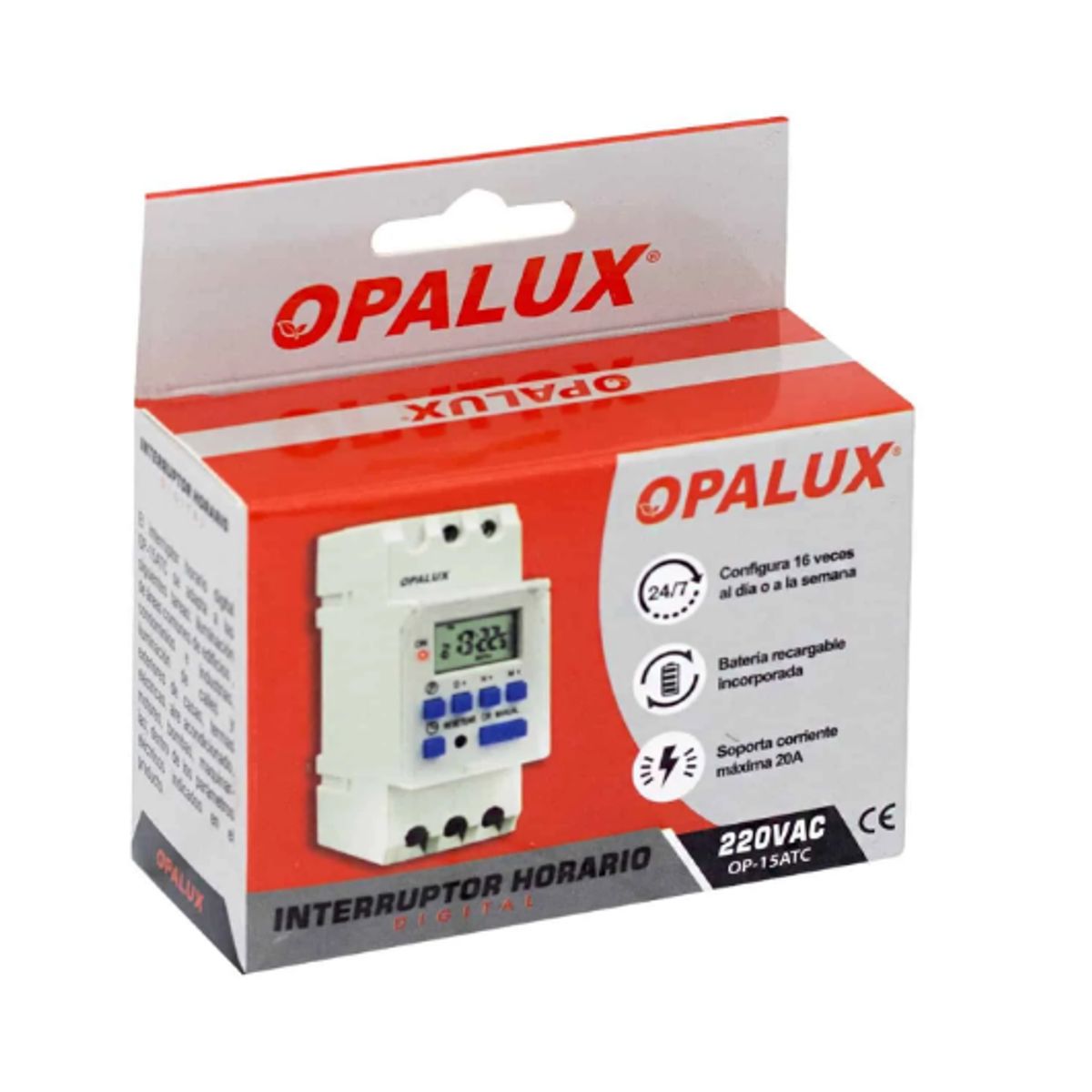OPALUX - Interruptor Horario digital OP-15ATC OPALUX