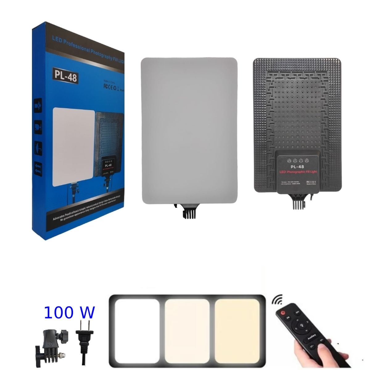 GENERICO - Panel con Luz Led para Video Grabacion Fotografia100w Control Remoto