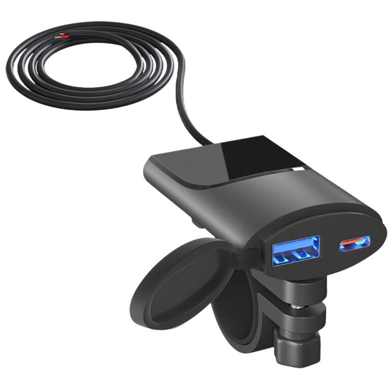 GENERICO - Cargador para Motocicleta 3.0 Puerto USB y Tipo C MY-7273