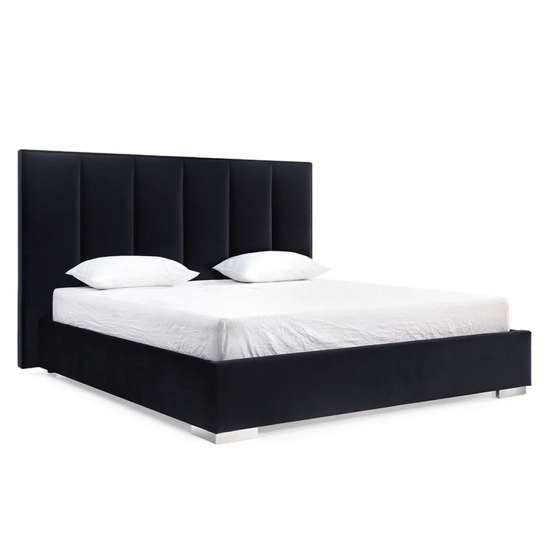 GENERICO - Cama Tapizada Listón Dalia Negro 2 Plazas