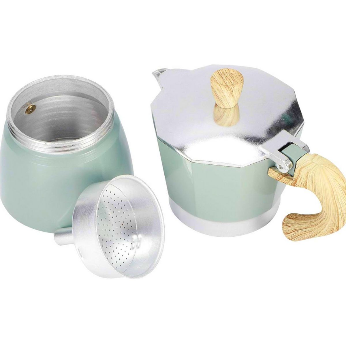 GENERICO - Cafetera Moka italiana verde pastel 6tz