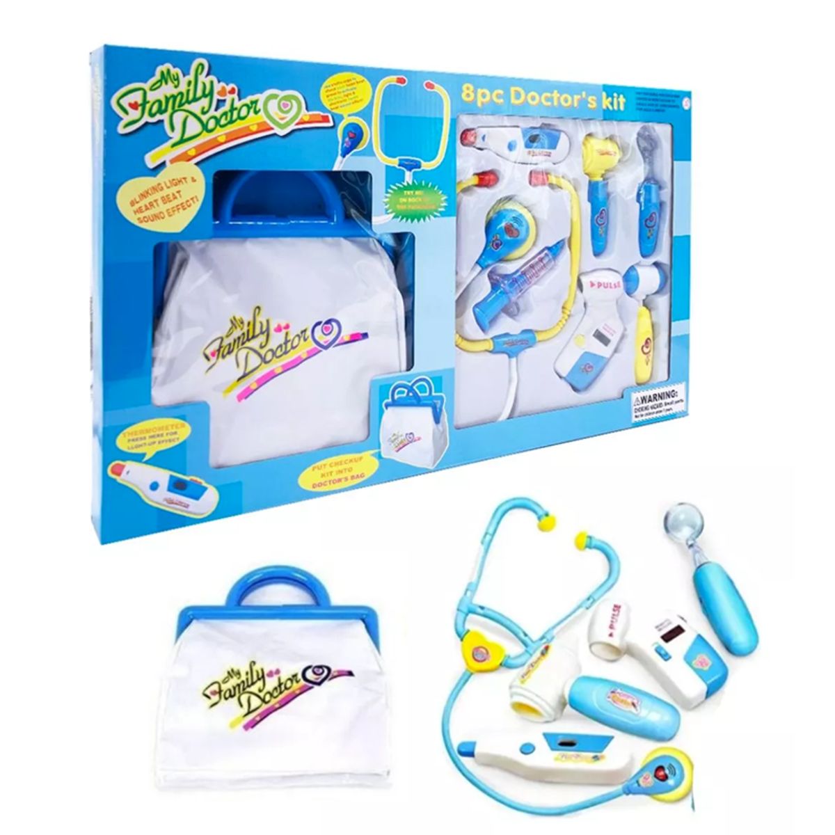 GENERICO - Juguete Doctor Con Luces Y Sonido  Kit Medico Celeste Niños