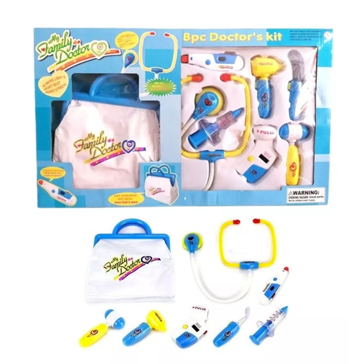 GENERICO - Juguete Doctor Con Luces Y Sonido  Kit Medico Celeste Niños