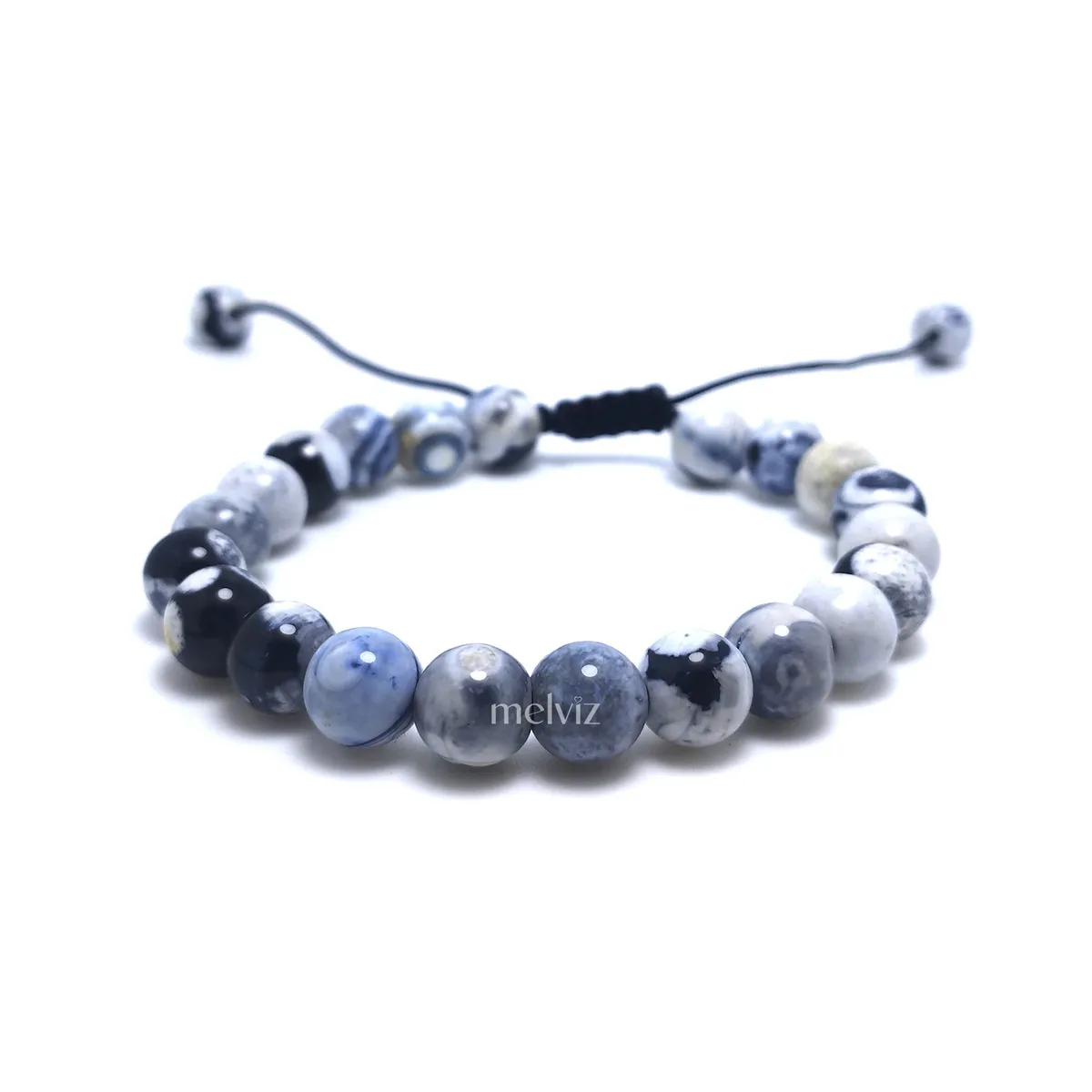 GENERICO - Pulsera de Piedra Natural Sodalita Ocean 8 mm Regulable Para Mujer y Hombre