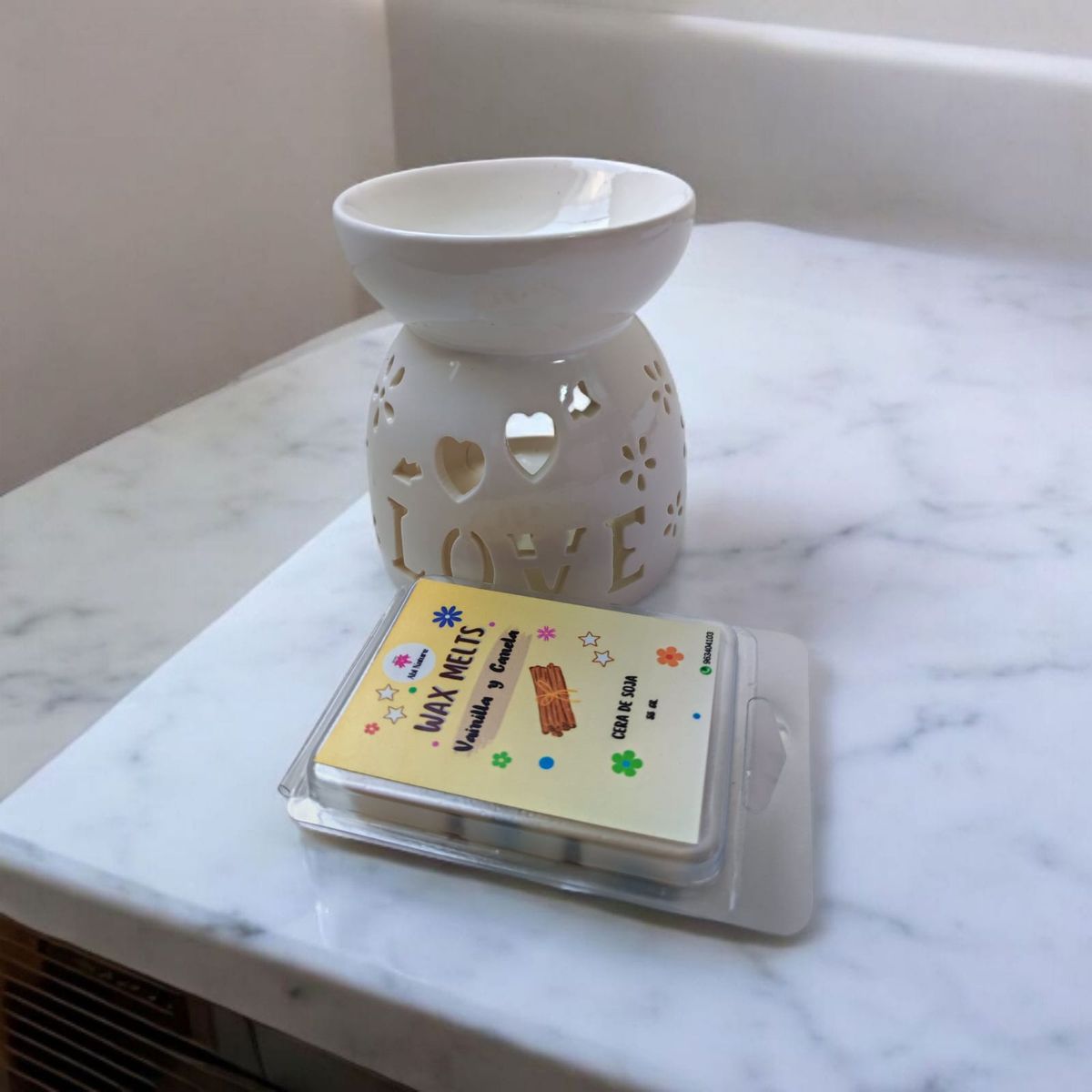 GENERICO - PACK HORNO QUEMADOR GRANDE BLANCO LOVE MAS WAX MELTS