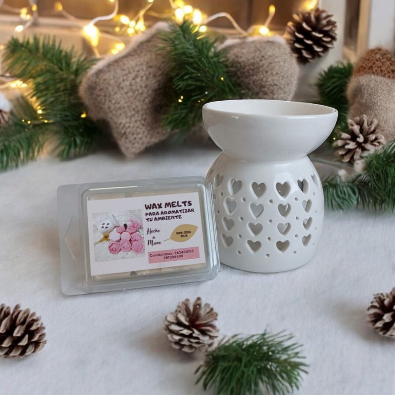 GENERICO - PACK WAX MELTS PERFUMADA MAS HORNITO QUEMADOR BLANCO 2