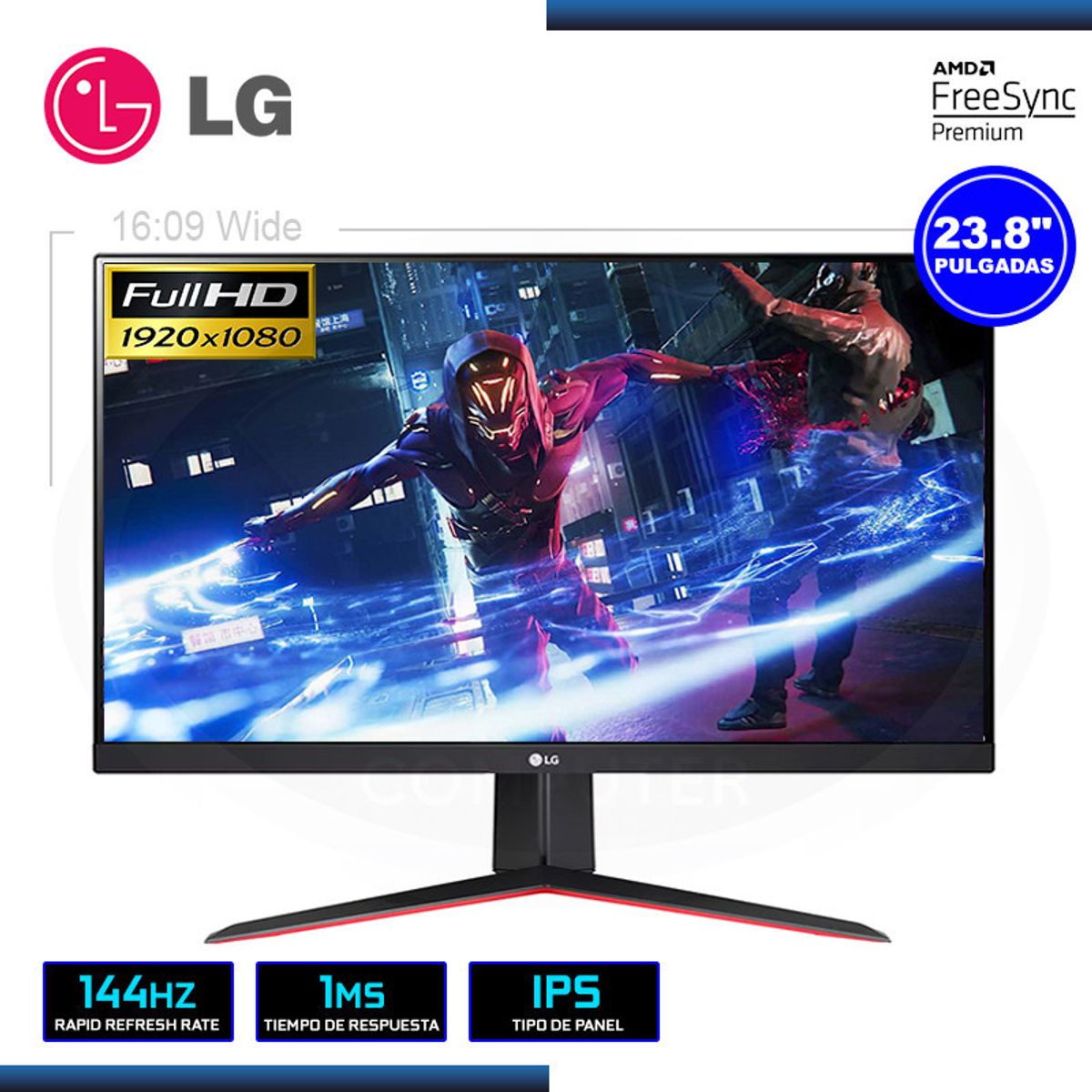 LG - Monitor Gamer LG Ultragear 24 FullHD 1miliseg 144Hz