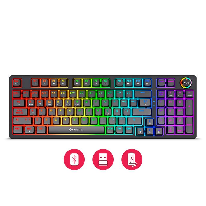 CYBERTEL - TECLADO CYBERTEL STRIKER CBX K1008-3M RGB MECANICO WIRELESS BLUETOOTH