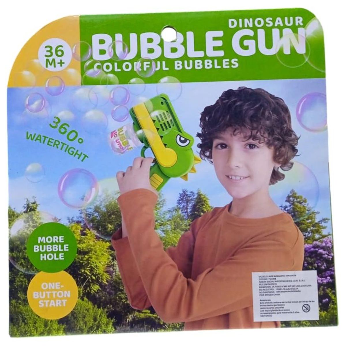 GENERICO - PISTOLA DE BURBUJAS DINOSAURIO 1 RECARGA