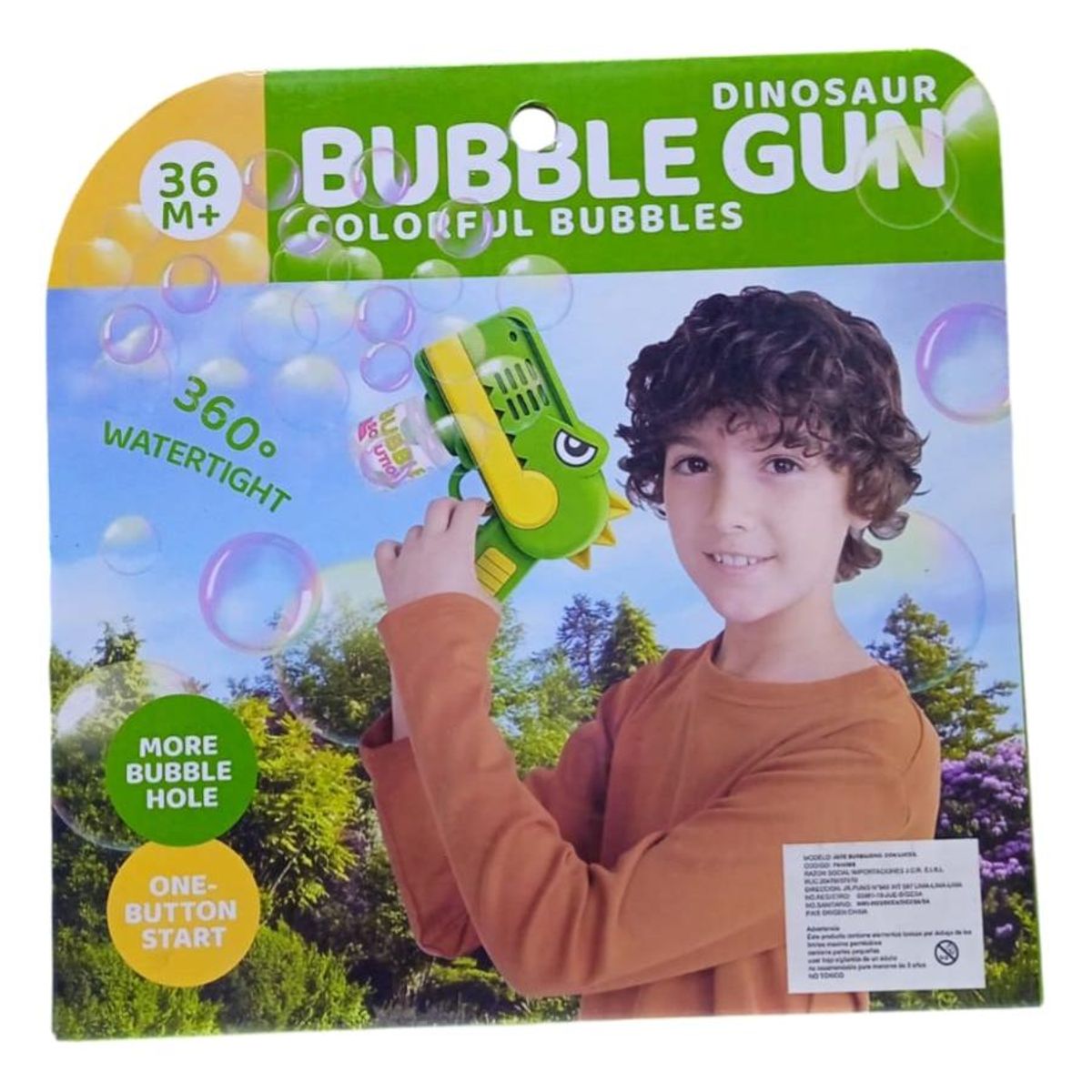 GENERICO - PISTOLA DE BURBUJAS DINOSAURIO 1 RECARGA