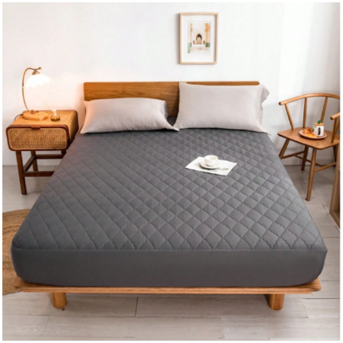 GENERICO - Protector de colchón impermeable 1.5 Plazas Gris