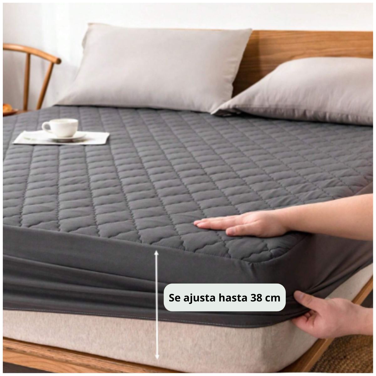 GENERICO - Protector de colchón impermeable 1.5 Plazas Gris