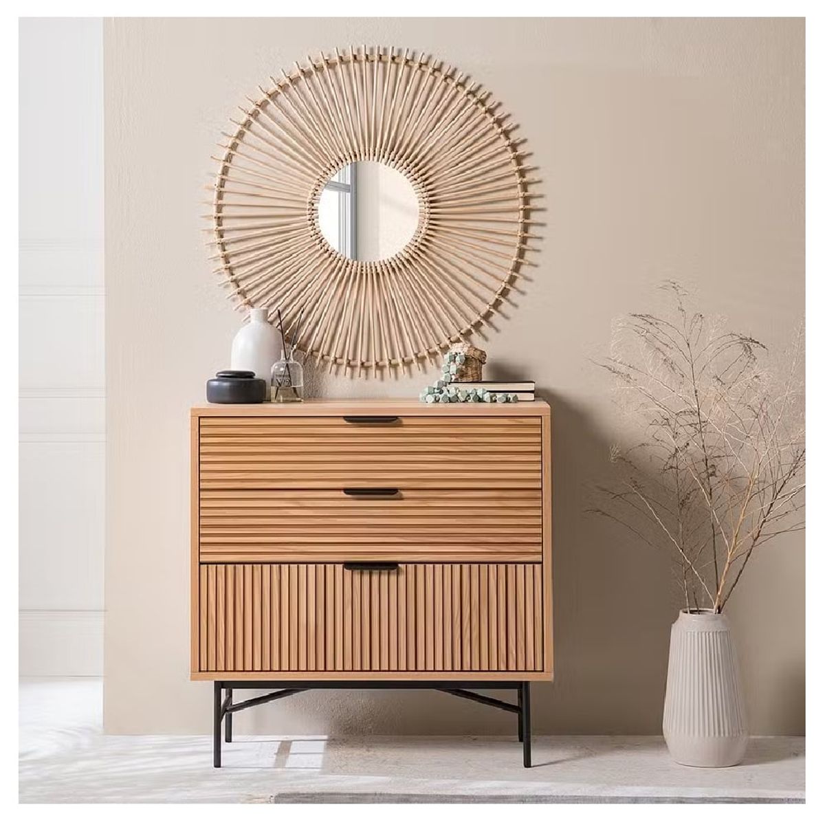 GENERICO - Aparador Moderno Neron 3 Cajones Marrón Claro R&R MUEBLES