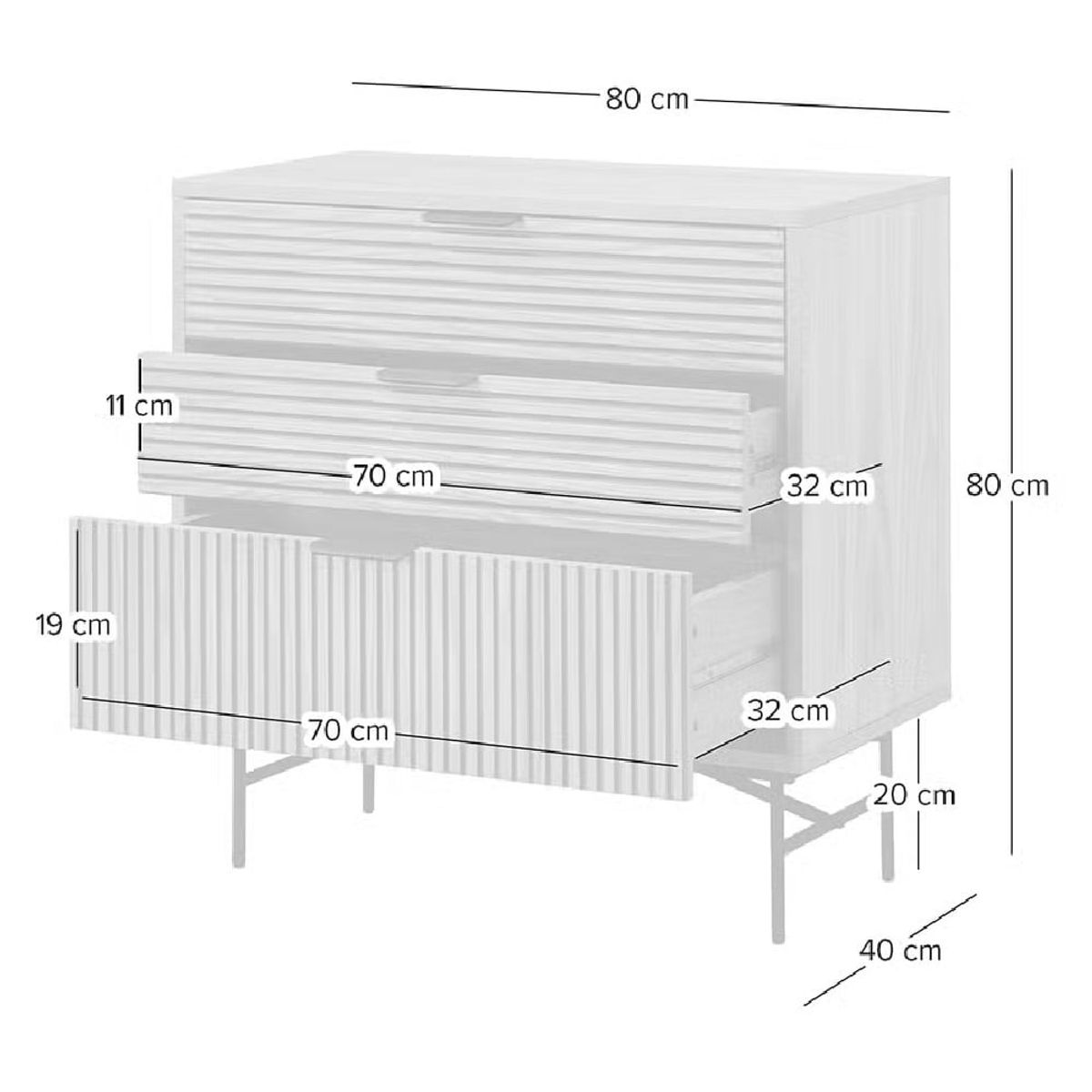 GENERICO - Aparador Moderno Neron 3 Cajones Marrón Claro R&R MUEBLES