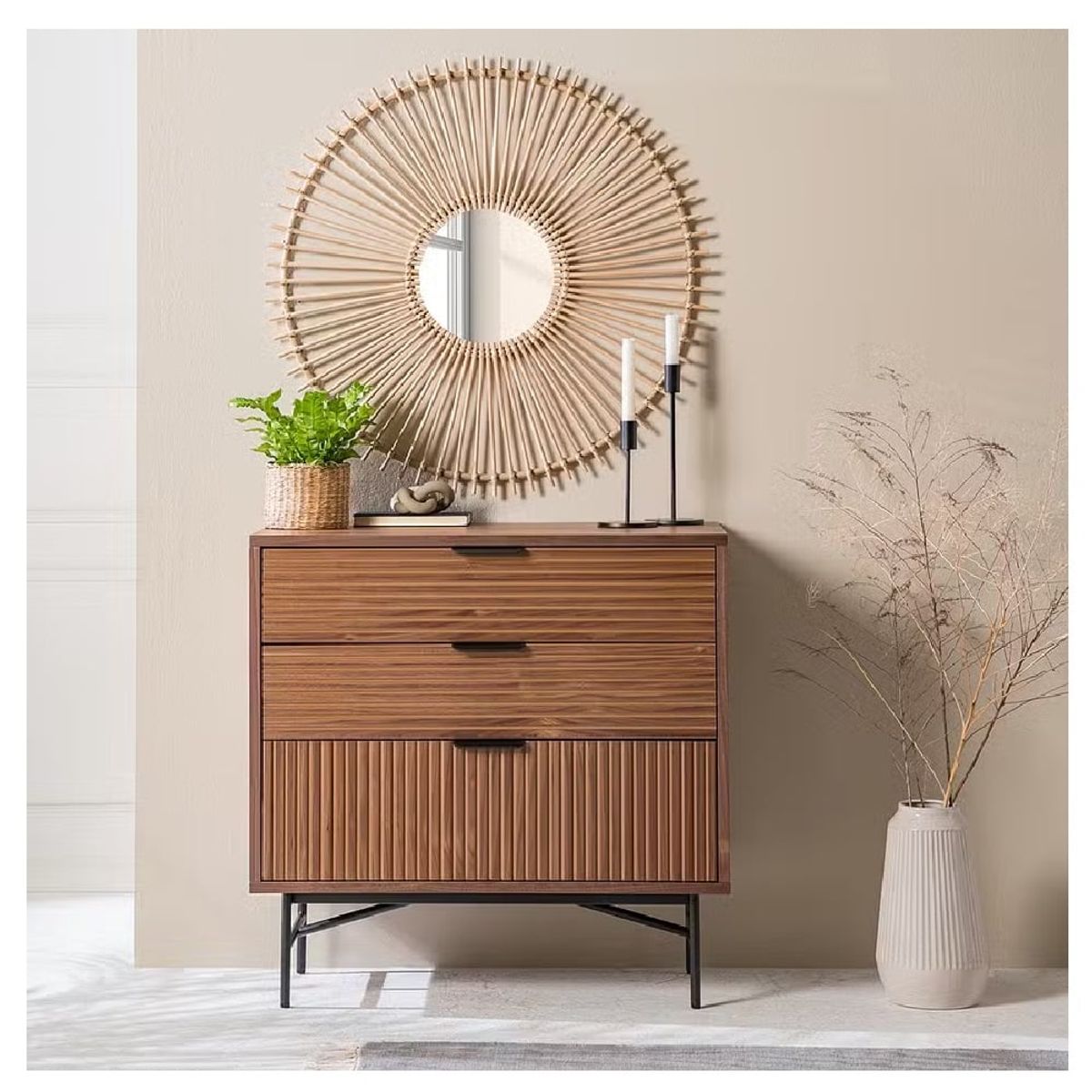 GENERICO - Aparador Moderno Neron 3 Cajones Marrón R&R MUEBLES