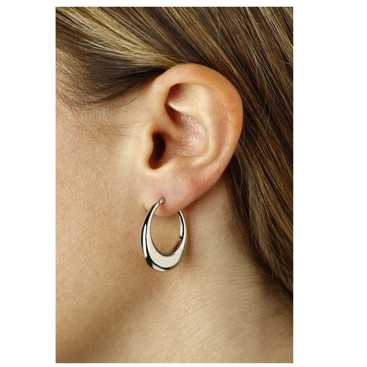 OEM - ARETES ARGOLLAS MEDIA LUNA  ACERO INOXIDABLE REGALA x NAVIDAD