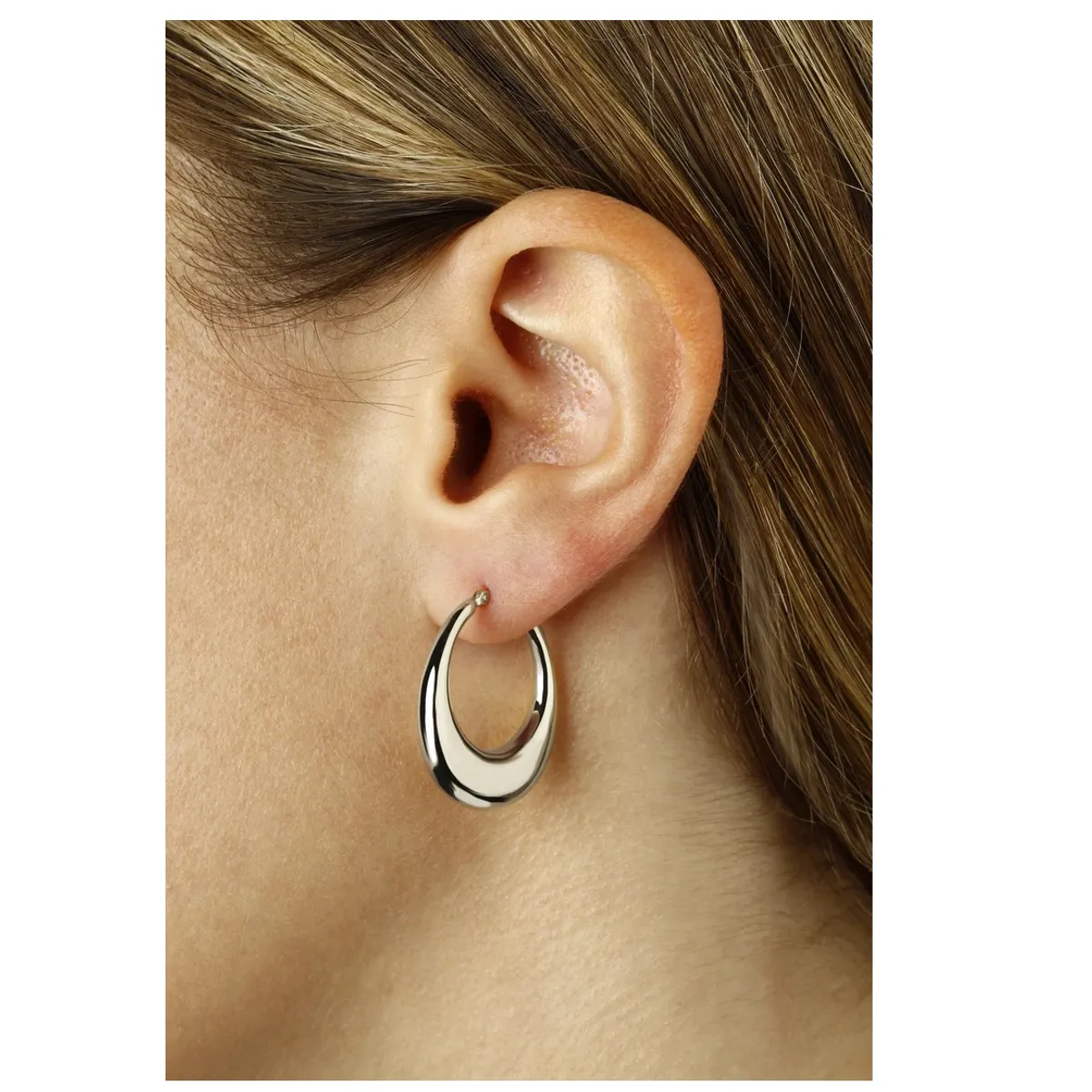 OEM - ARETES ARGOLLAS MEDIA LUNA  ACERO INOXIDABLE REGALA x NAVIDAD