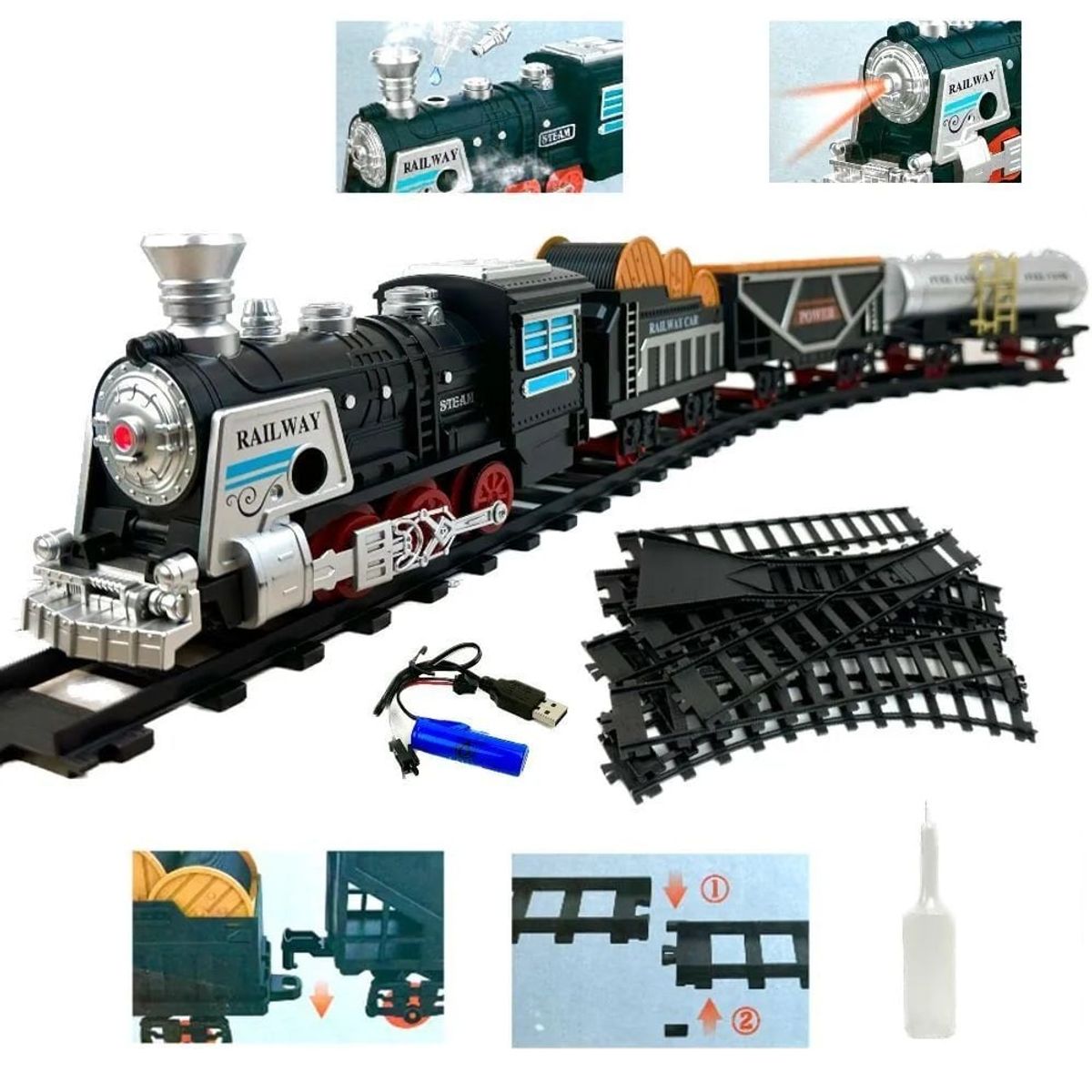 GENERICO - Tren Gigante Eléctrico Musical Luminoso Bota Humo Navideño