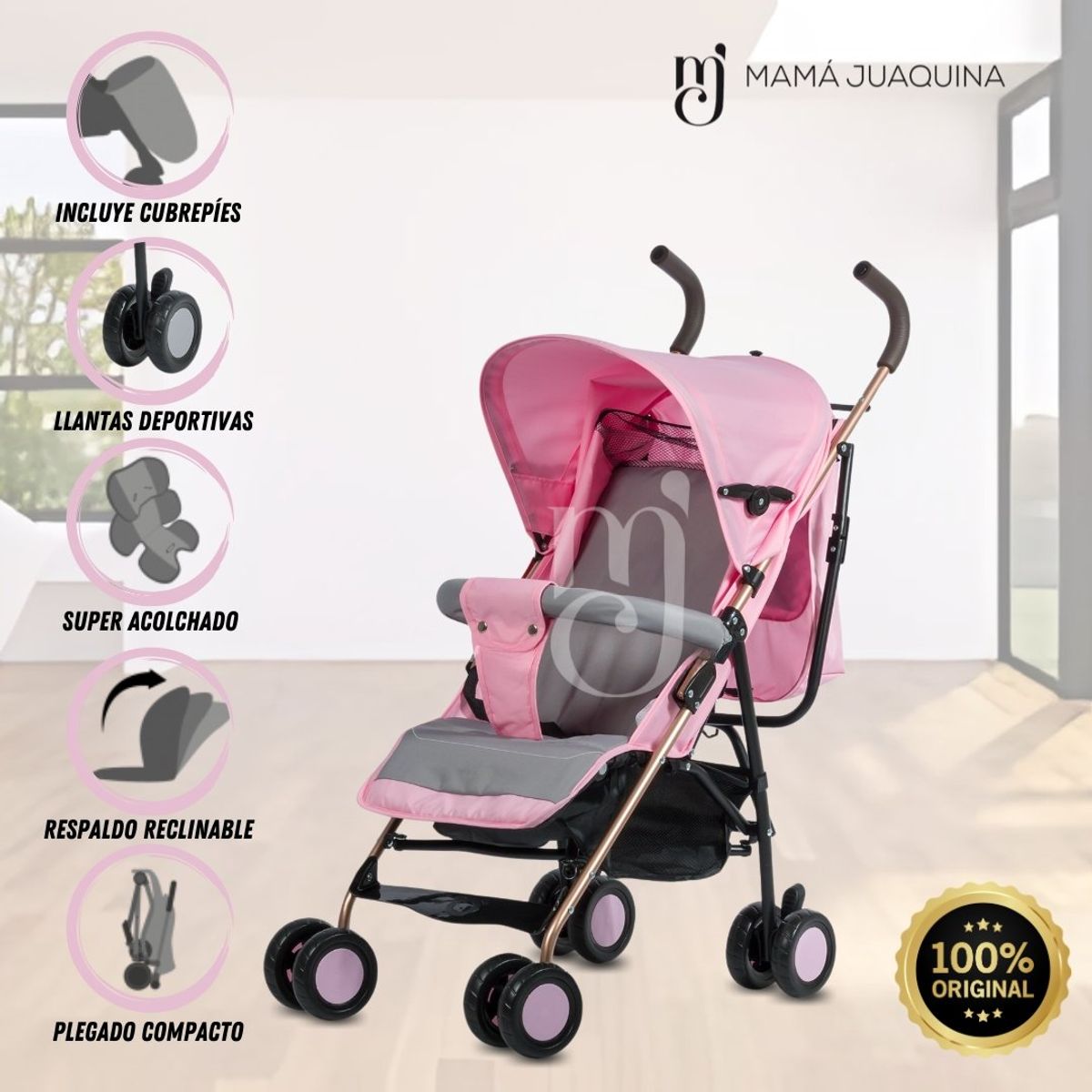 BABY - Coche Bastón «ZULEN» Pink