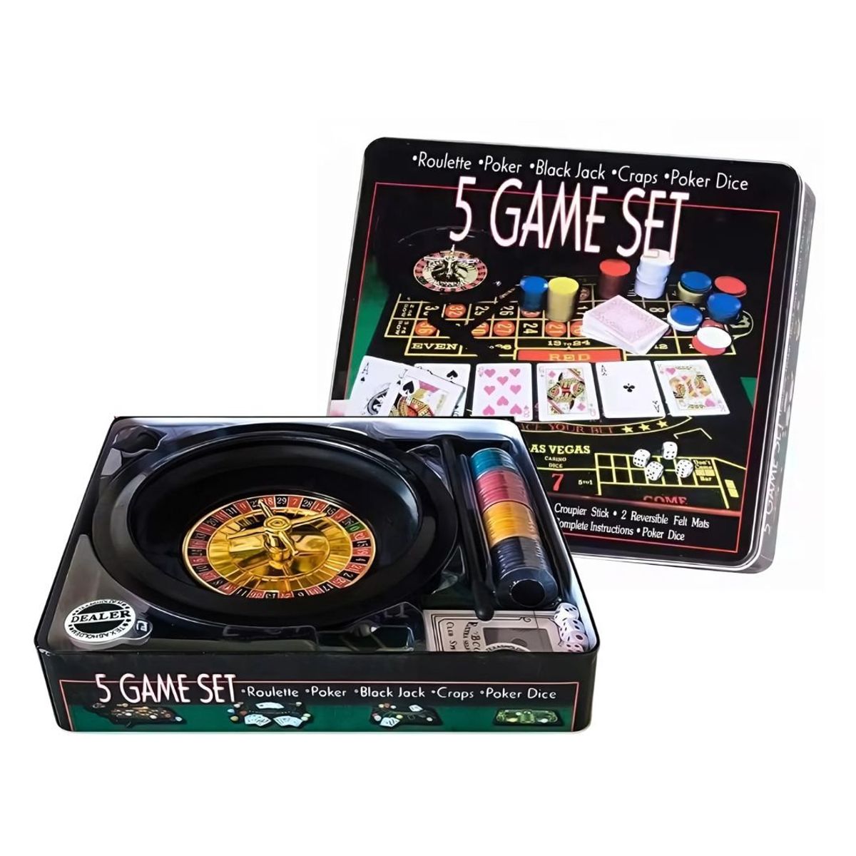 GENERICO - Juego de Mesa Casino 5 en 1 Portátil – Diversión Clásica