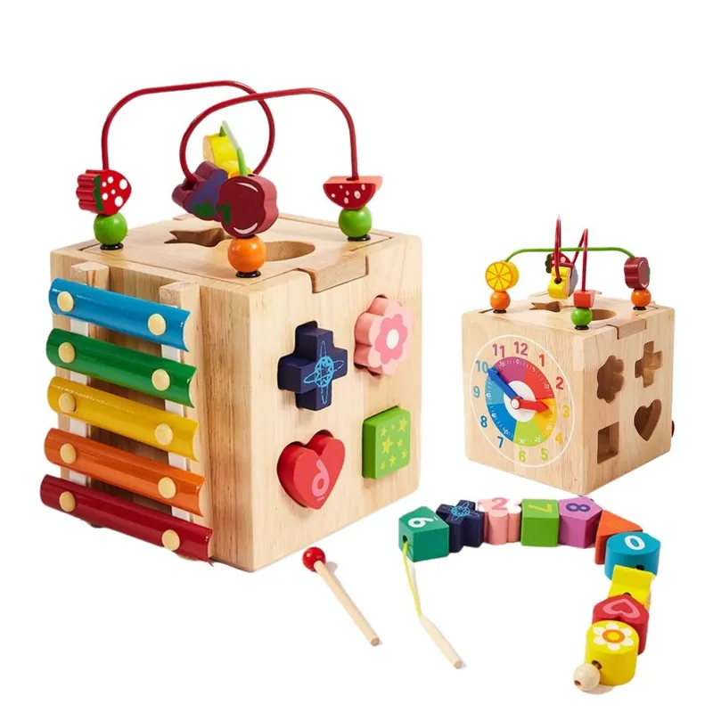 GENERICO - Cubo Colorido de Actividades de Madera Montessori 8En1 para Bebé