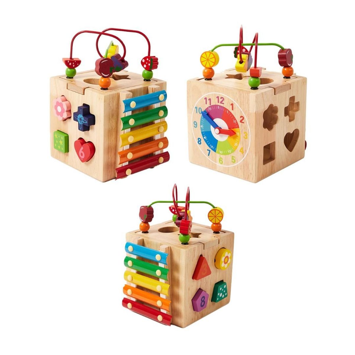 GENERICO - Cubo Colorido de Actividades de Madera Montessori 8En1 para Bebé