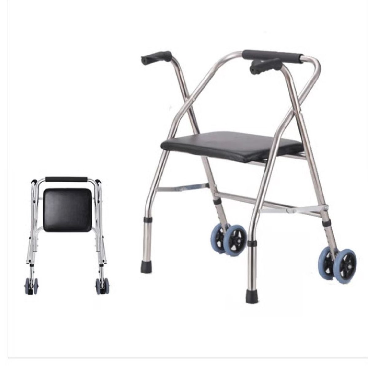 GENERICO - ANDADOR DE ALUMNIIO CON ASIENTO Y RUEDAS