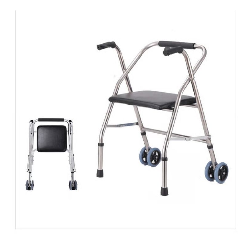 GENERICO - ANDADOR DE ALUMNIIO CON ASIENTO Y RUEDAS