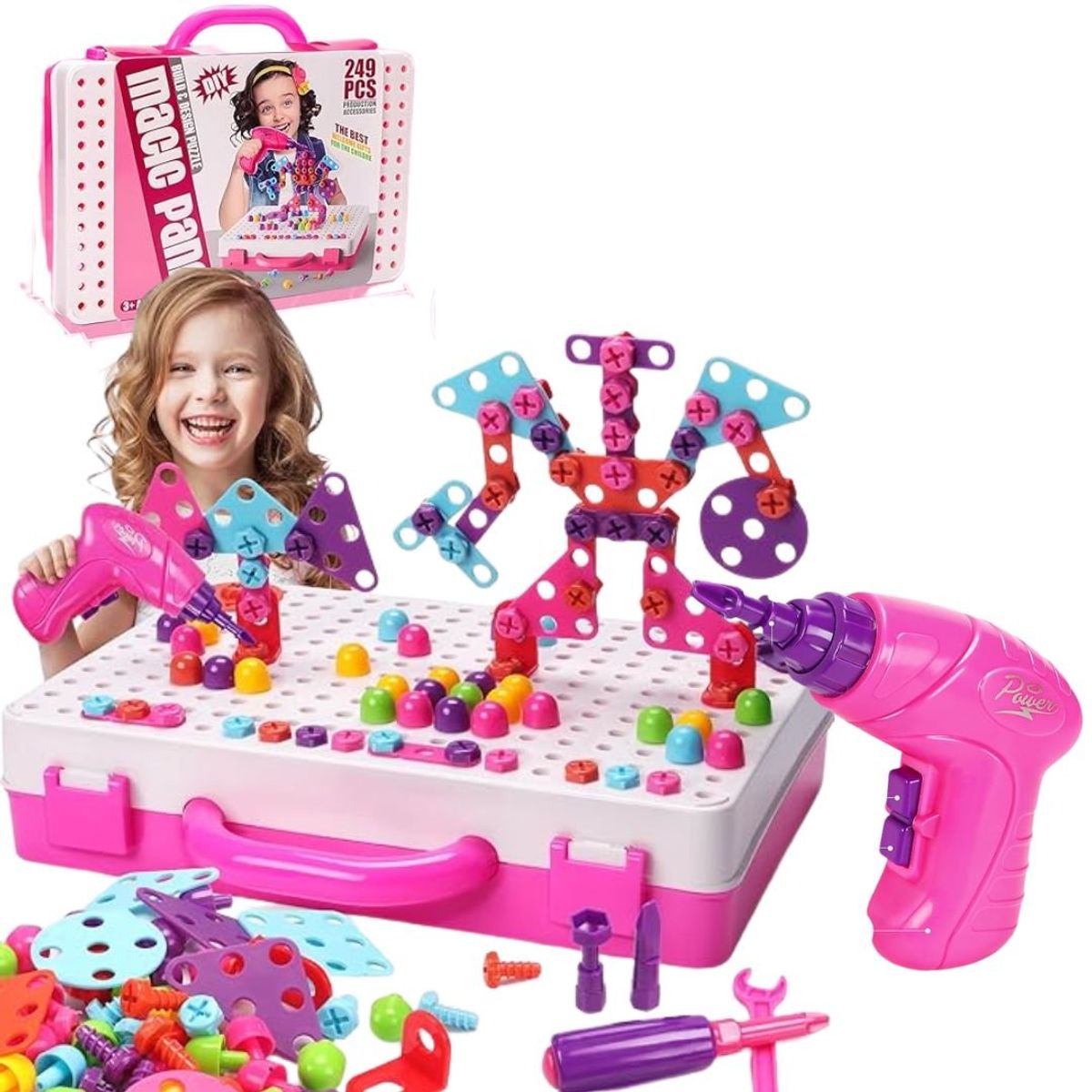 GENERICO - Set Didáctico Maletín Mosaico Con Taladro Para Niña