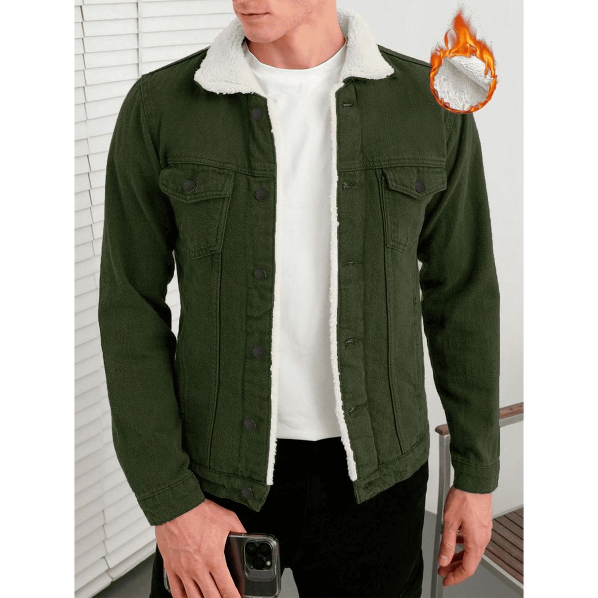 GENERICO - CASACA JEANS CON PELUCHE DE HOMBRE-