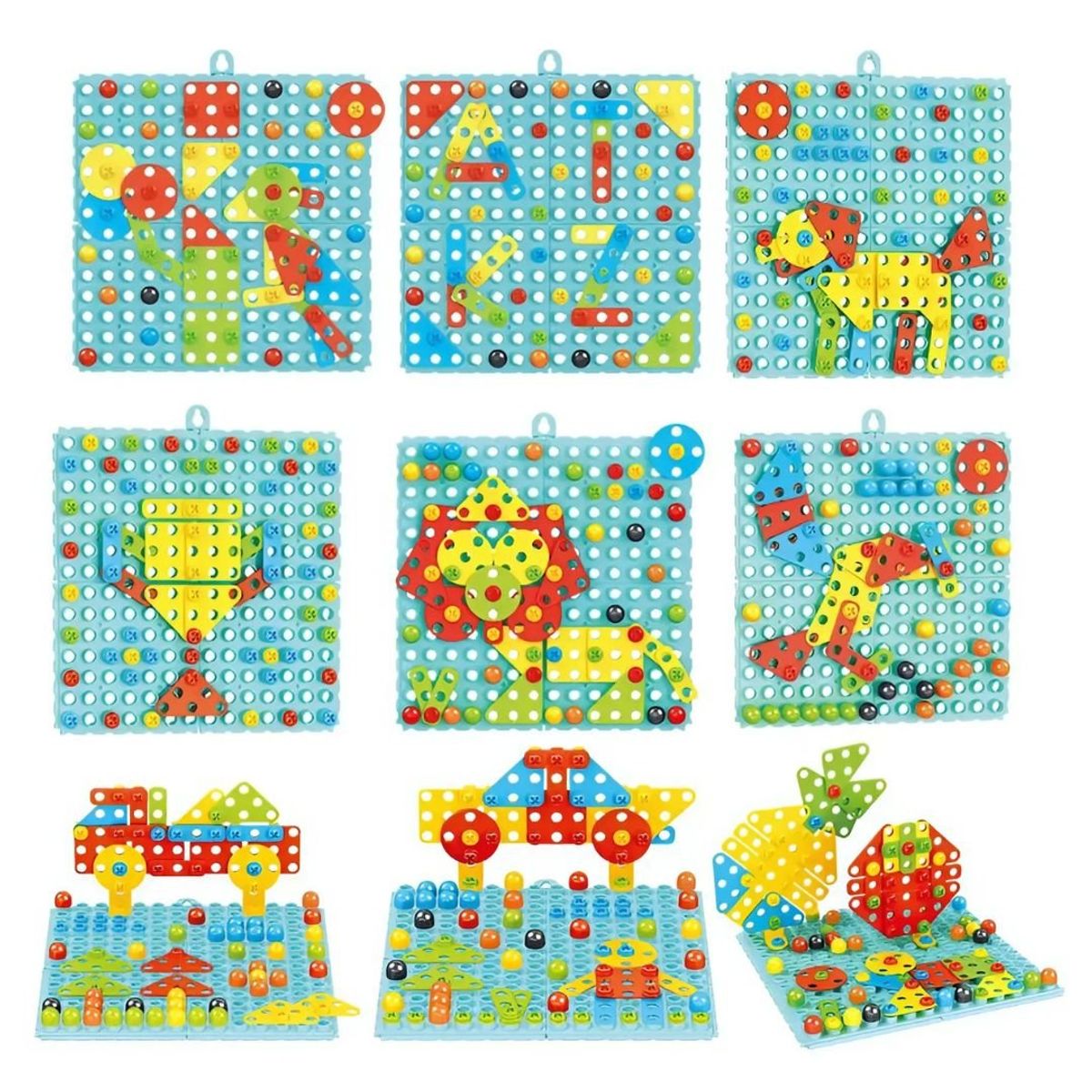GENERICO - Set Didáctico Mosaico Con Taladro 262 Pzs Para Niño