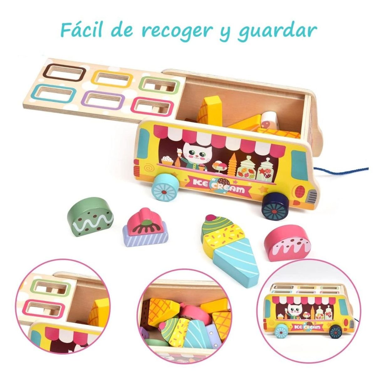 GENERICO - Juego Didáctico Carreta Montessori de Helados Magnéticos de Madera