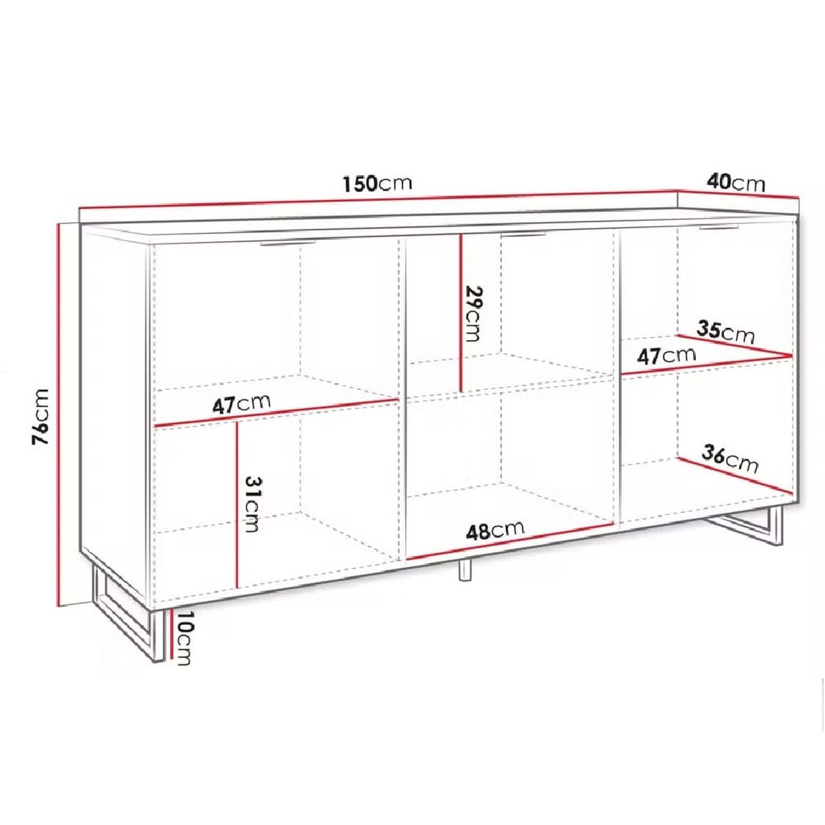 GENERICO - Aparador Moderno Coddy 3 Puertas R&R MUEBLES