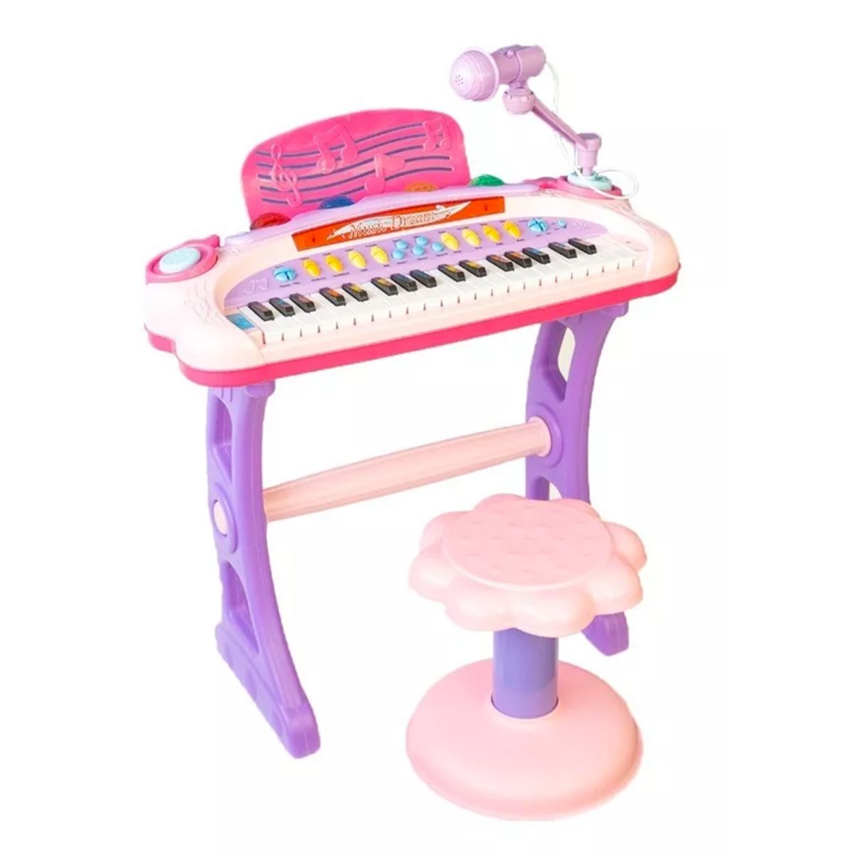 GENERICO - Teclado Musical Infantil con Microfono y Luces Rosado