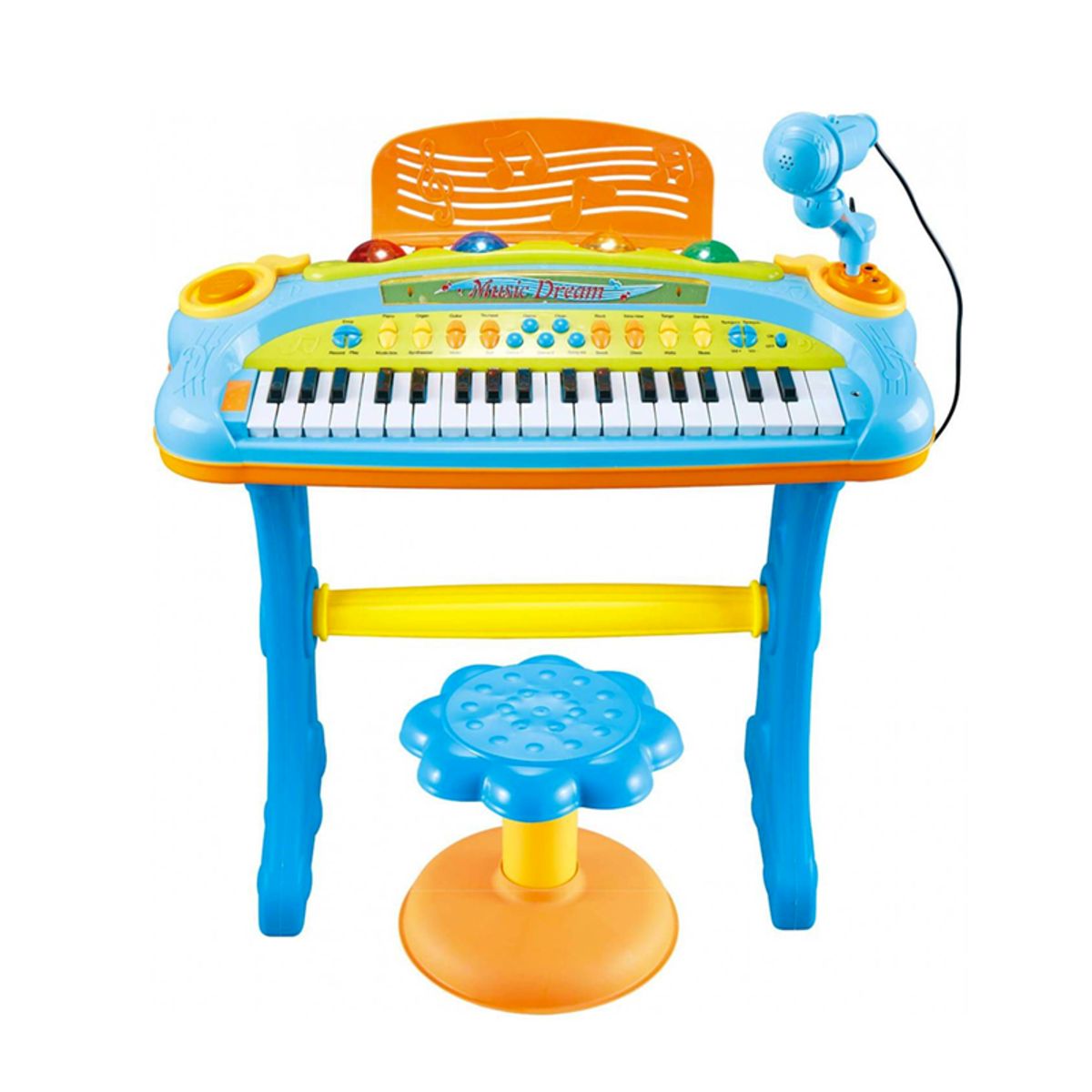 GENERICO - Teclado Musical Infantil con Microfono y Luces Celeste