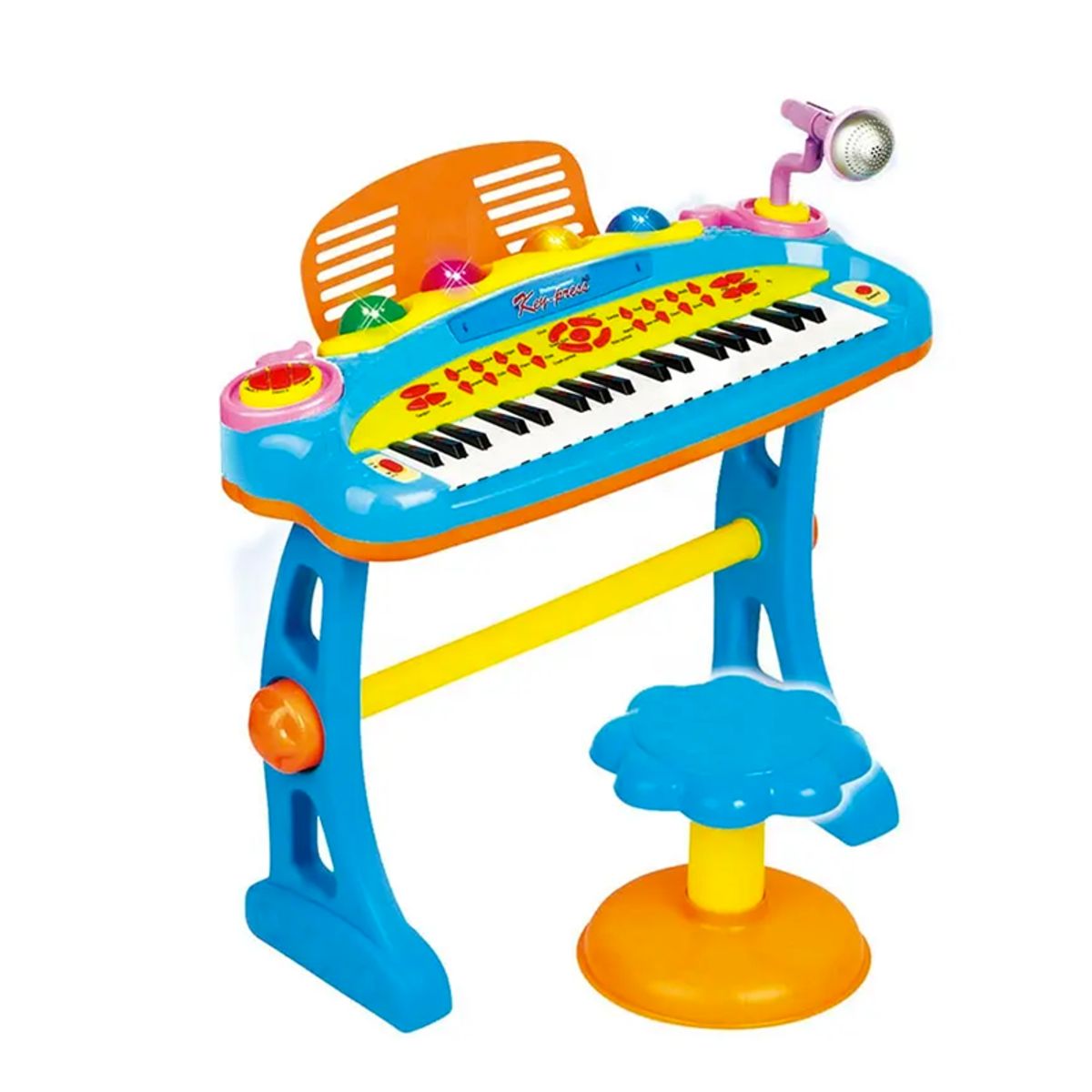GENERICO - Teclado Musical Infantil con Microfono y Luces Celeste